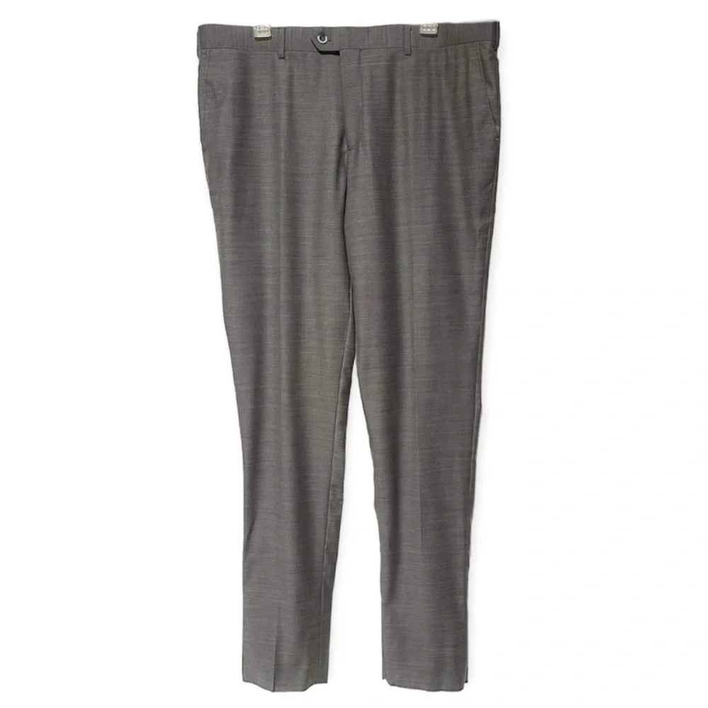 Zanetti Grey Flat Front Wool Porto Suit Dress Pant